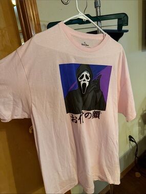Ghost Face Short Sleeve Graphic Tee in Light Pink